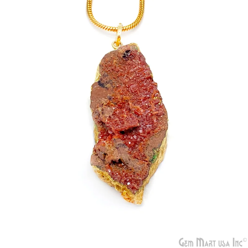 Necklaces and pendants with diamond pendants for a luxurious sparkling effect-Vanadinite Rough 62x26mm Single Gold Bail Gemstone Pendant