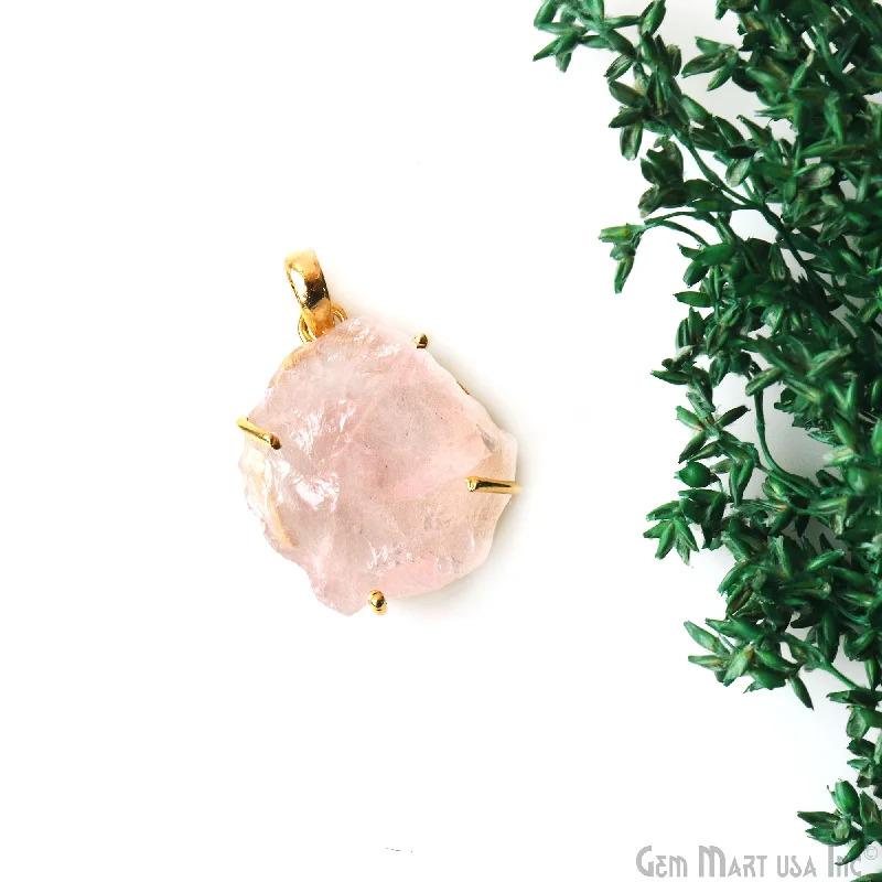 Beautiful necklaces and pendants with natural stones for an earthy, organic vibe-Natural Morganite Organic 28x22mm Gold Plated Prong Setting Single Bail Gemstone Pendant