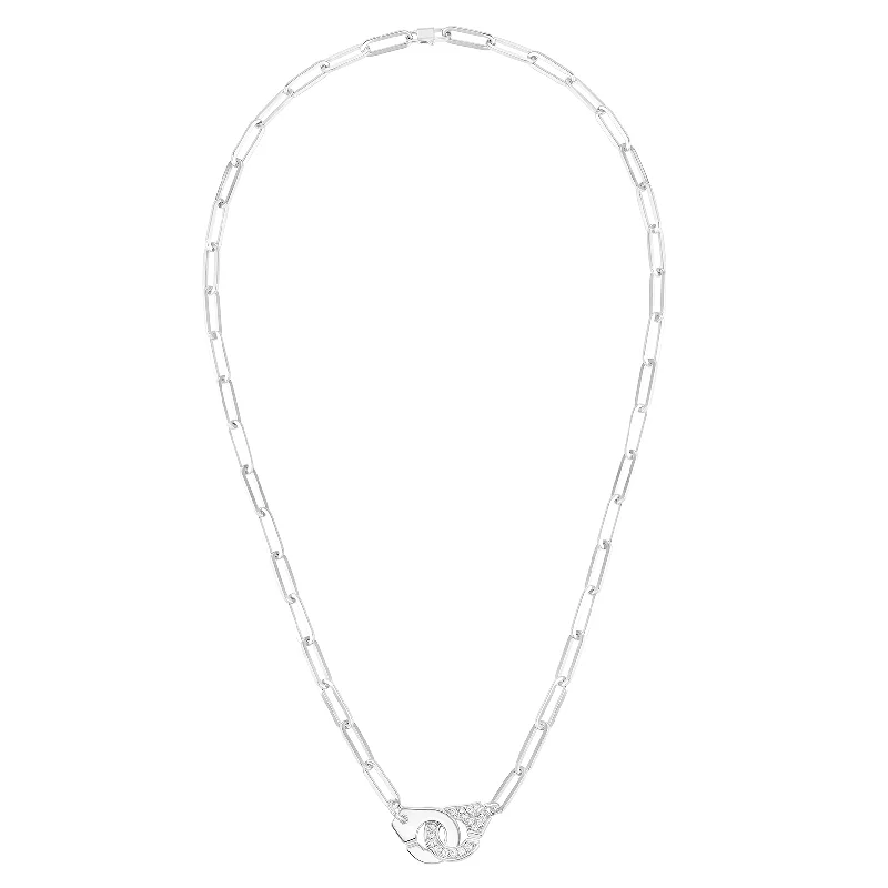 Stunning necklaces and pendants with aquamarine stones for a serene effect-Dinh Van Menottes R12 Diamond Necklace