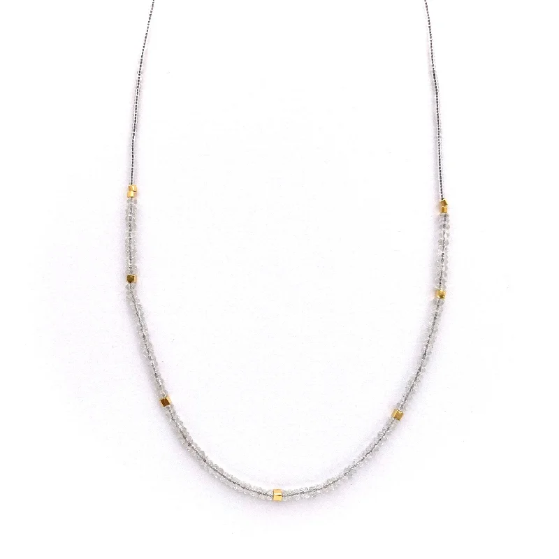 Stylish necklaces and pendants with diamonds for a glamorous and elegant look-NEW! Clear Quartz and Seed with Gold Vermeil Beaded Necklace by Debbie Fisher