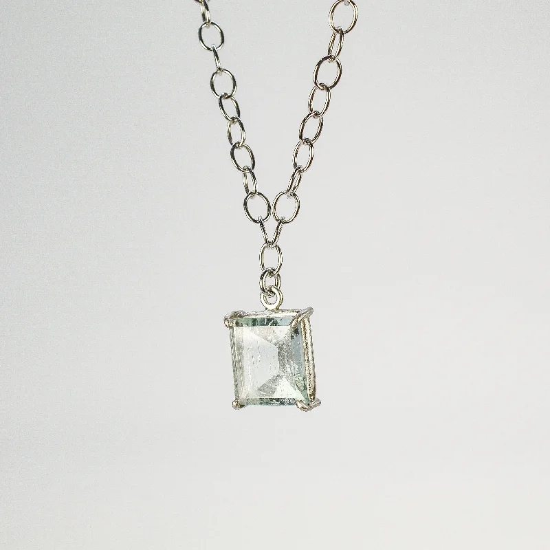 Necklaces and pendants with pearls for a classic and sophisticated touch-NEW! Prong Set Aquamarine on Sterling Silver Necklace by Rina Young