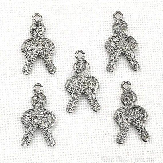 Necklaces and pendants with matching rings for a coordinated set of jewelry-Boy shape diamond charms pendant, 19x10mm 925 sterling silver pave charms pendant