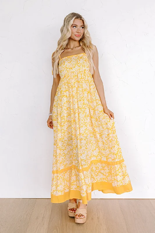 Plus size dresses with scoop necklines feel classic -Boho Beauty Floral Maxi Dress in Marigold