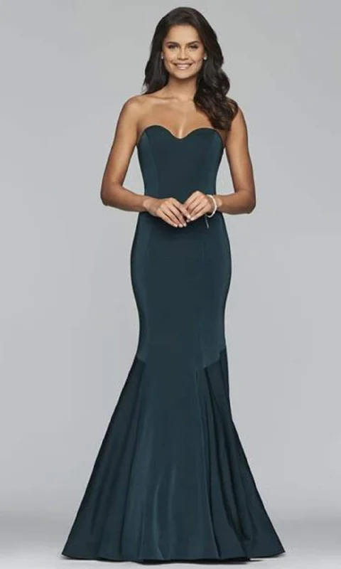 Plus size dresses featuring beadwork dazzle quietly -Faviana - S10213 Strapless Stretch Faille Satin Mermaid Dress