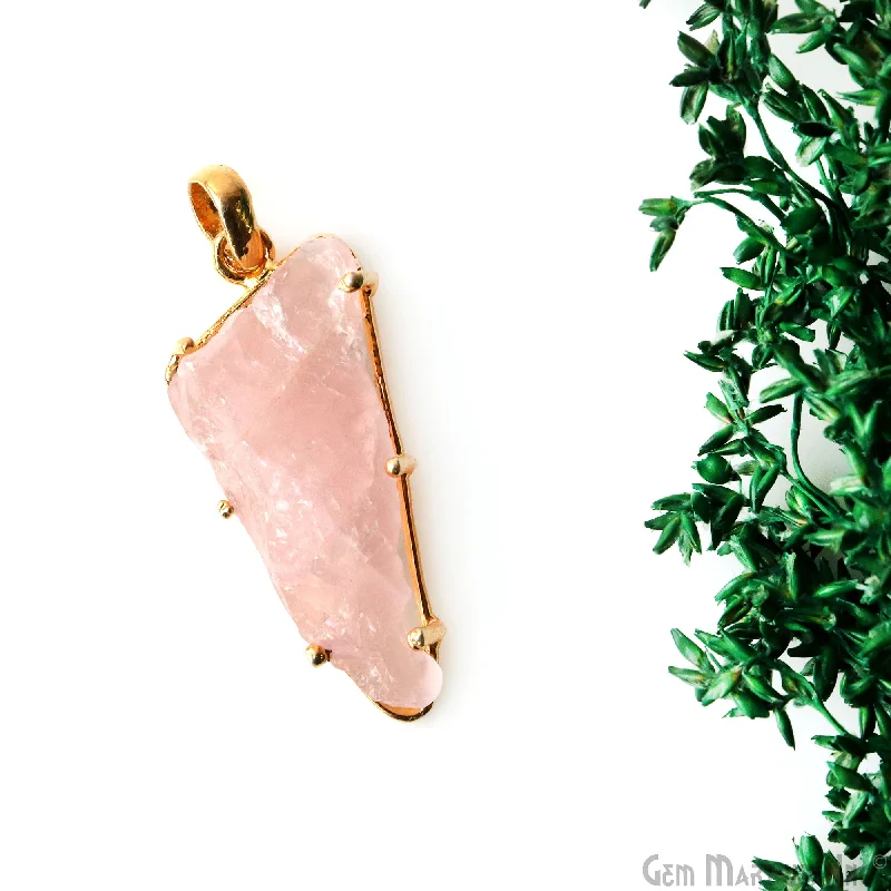 Best necklaces and pendants with infinity hearts for a romantic, eternal symbol-Natural Morganite Organic 40x17mm Gold Plated Prong Setting Single Bail Gemstone Pendant