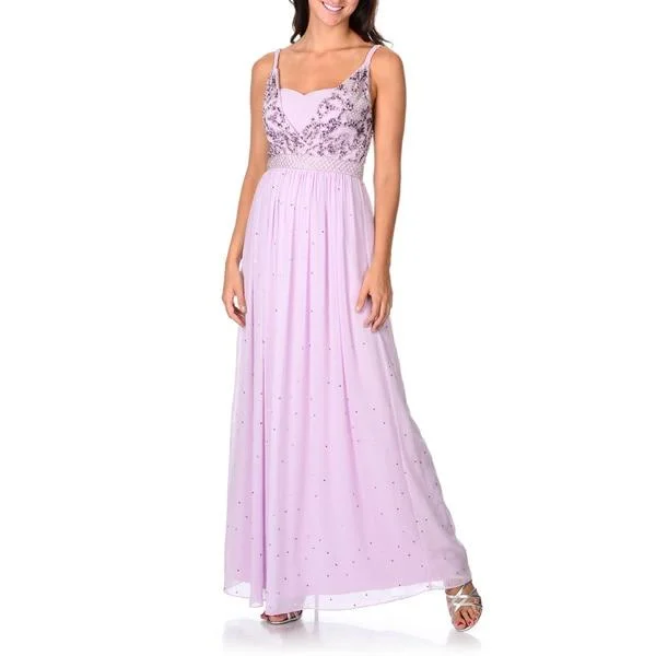 Plus size dresses with sleek necks stay elegant -Decode 1.8 - Braided Strap Bedazzled Chiffon Gown 182303