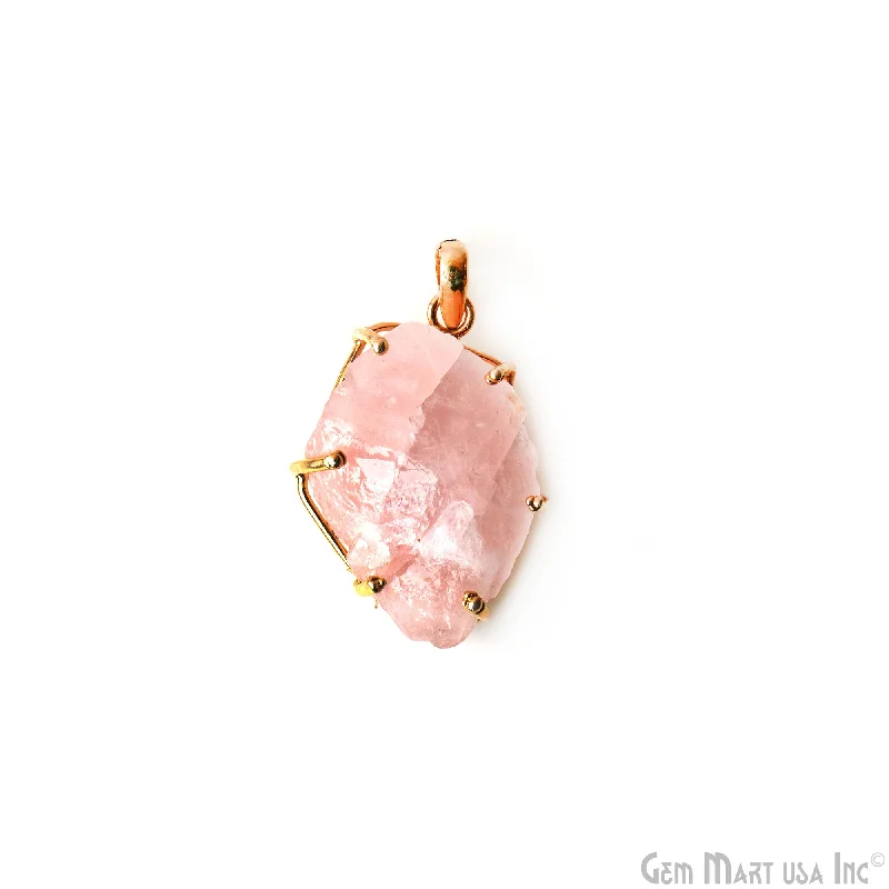 Fashionable necklaces and pendants with birthstones for a personalized gift idea-Natural Morganite Organic 36x24mm Gold Plated Prong Setting Single Bail Gemstone Pendant