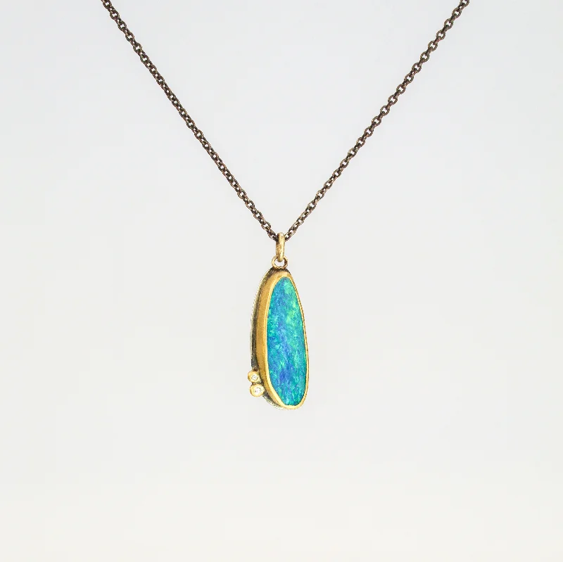 Necklaces and pendants with sun and moon motifs for a celestial-inspired design-NEW! Australian Opal Necklace by Ananda Khalsa