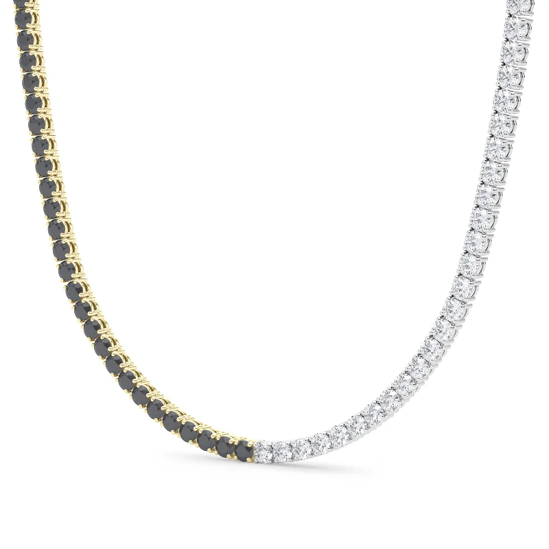 Stunning necklaces and pendants with ruby and diamond combinations for a luxurious effect-Black & White Diamond Tennis Necklace