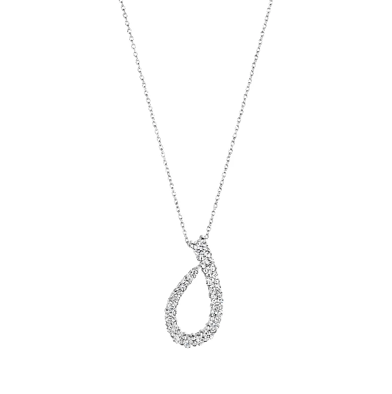 Best necklaces and pendants with personalized coordinates for a special keepsake-Sabel Collection White Gold Pear Swirl Diamond Pendant