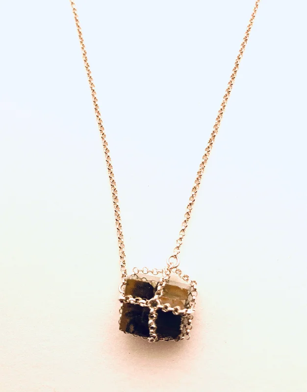 Stylish necklaces and pendants with diamonds for a glamorous and elegant look-Cube Pyrite Pendant Necklace