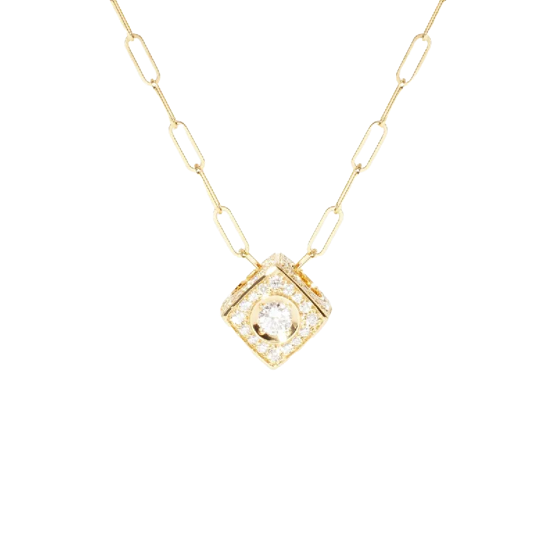 Beautiful necklaces and pendants with geometric shapes for a modern, artistic design-Dinh Van Le Cube Diamant XL Paved Pendant