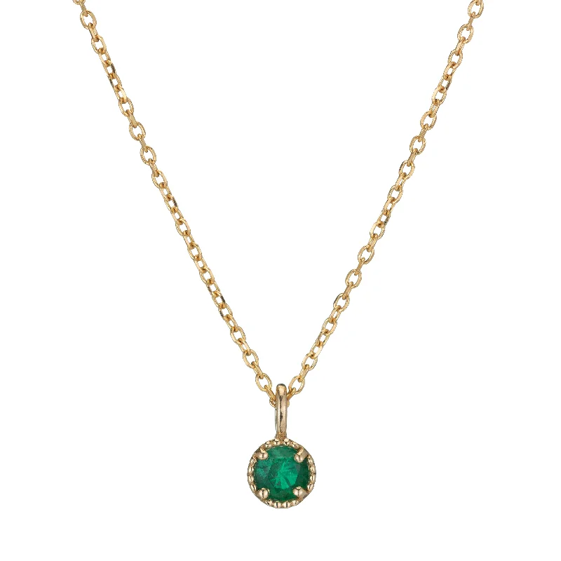 Beautiful necklaces and pendants with natural stones for an earthy, organic vibe-Emerald Milgrain Necklace