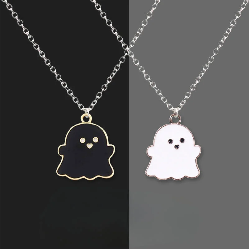 Necklaces and pendants with love knot designs for a romantic, meaningful symbol-Wholesale Halloween Black and White Ghost Necklace