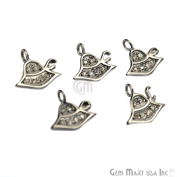 Necklaces and pendants with engraved messages for a deeply personal, sentimental gift-Hat Shape Diamond Charms Pendant, 10mm 925 Sterling Silver Pave Charms Pendant