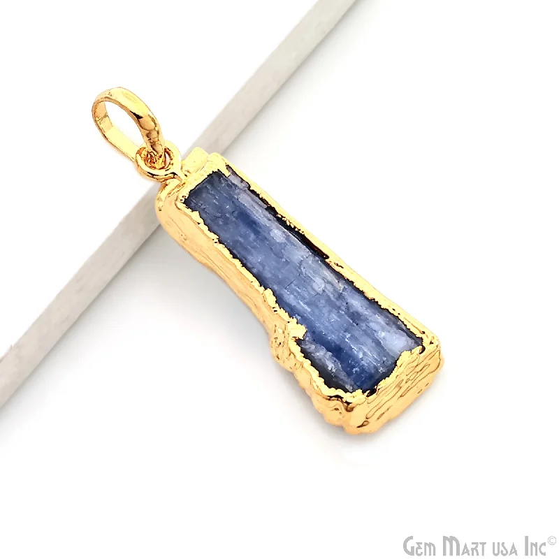 Necklaces and pendants with infinity love symbols for an eternal, romantic gesture-Kyanite Free Form 32x12mm Gold Electroplated Gemstone Single Bail Pendant