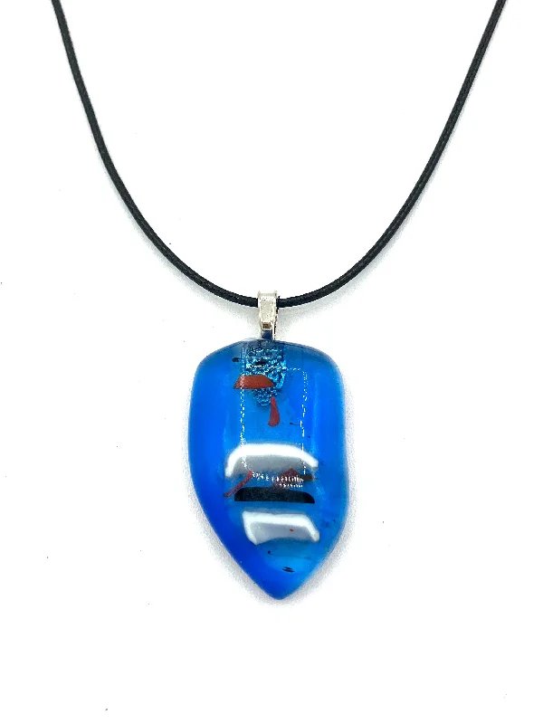 Best necklaces and pendants with opal gemstones for an iridescent glow-Necklace with  Fused Glass Pendant, Small Pendant, Clear Blue