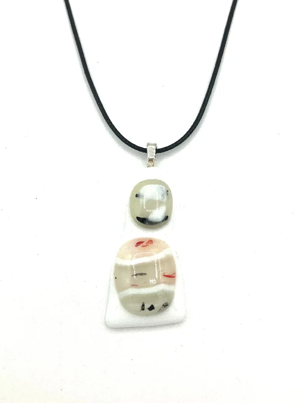 Necklaces and pendants with diamond pendants for a luxurious sparkling effect-Necklace with Fused Glass Pendant, Small Pendant, White