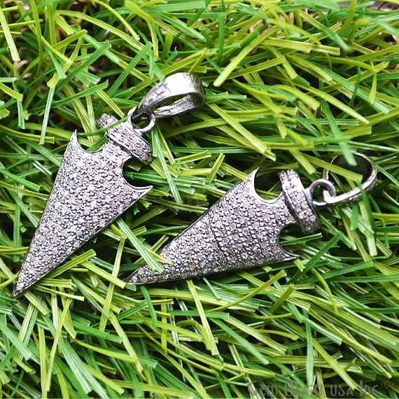 Best necklaces and pendants with matching rings for a coordinated jewelry set-Arrow Head Pave Diamond Charm Pendant, Sterling Silver Necklace Charm Pendant