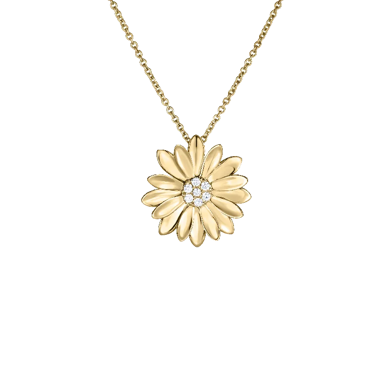 Best necklaces and pendants with emerald gemstones for a rich, sophisticated design-Roberto Coin Margherita Yellow Gold Diamond Flower Pendant