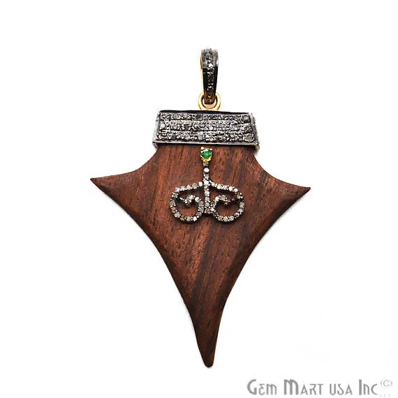 Unique necklaces and pendants with tree of life motifs for nature-inspired elegance-Pave Arrow Head Diamond Charm Pendant, Sterling Silver Necklace Charm Pendant