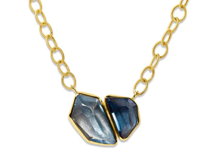 Necklaces and pendants with clear quartz for a pure and radiant look-Aquamarine and London Blue Topaz Pendant Necklace