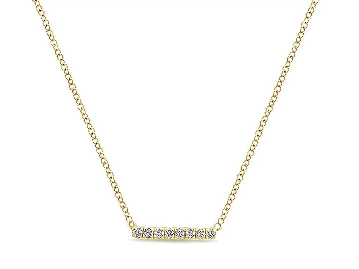 Elegant necklaces and pendants with diamond accents for added sparkle-Petite Diamond Bar Necklace in Yellow Gold