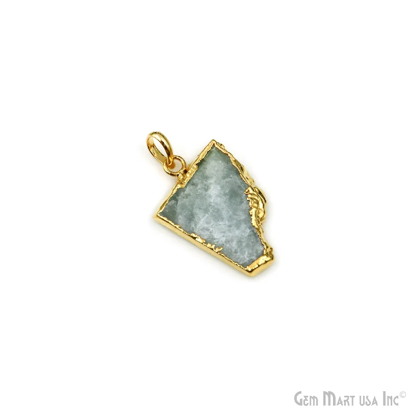 Simple necklaces and pendants with tiny charms for a delicate and casual vibe-Aquamarine Free Form shape 32x20mm Gold Electroplated Gemstone Single Bail Pendant