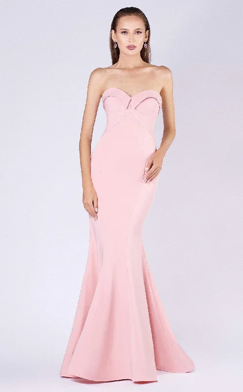 Plus size dresses with tough fabrics age well -MNM Couture - M0002 Strapless Folded Sweetheart Crepe Mermaid Dress