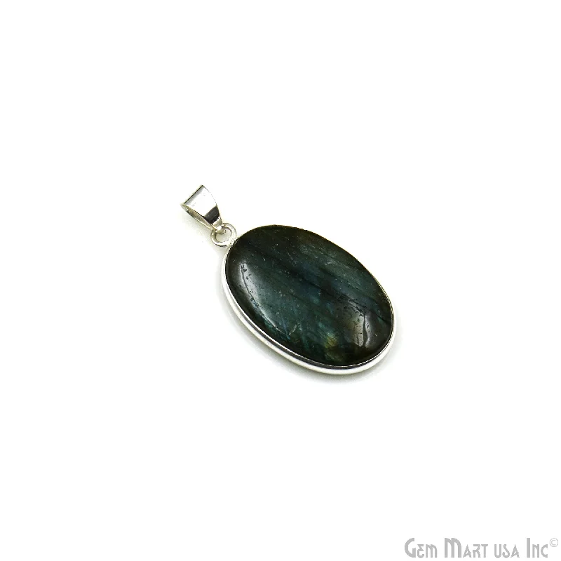 Beautiful necklaces and pendants with tree branch motifs for a nature-inspired design-Labradorite Gemstone Oval 35x21mm Sterling Silver Necklace Pendant 1PC