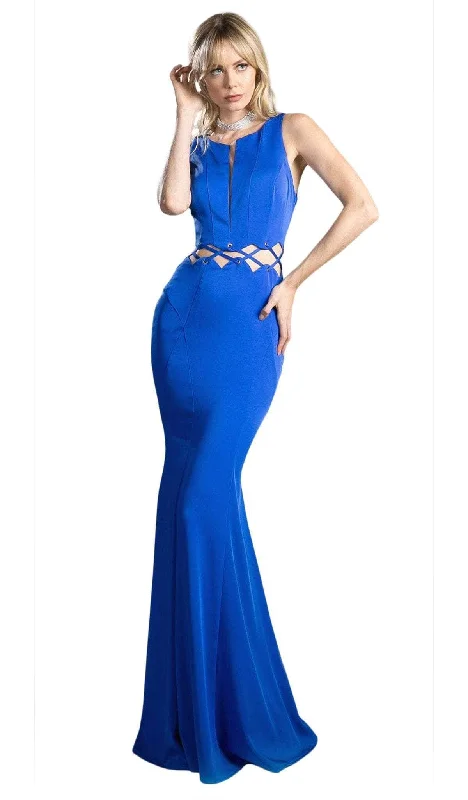 Plus size dresses for wide hips fit nicely -Ladivine 6485 - Sleeveless Cut out Long Gown