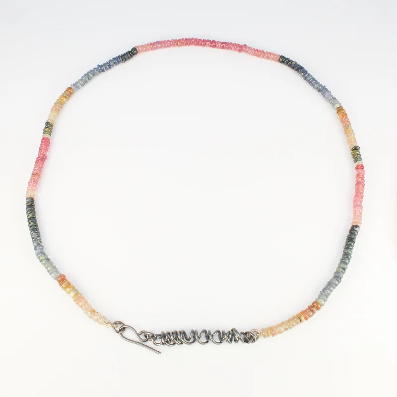 Trendy necklaces and pendants with geometric shapes for a modern aesthetic-NEW! Cabochon Multicolor Sapphire Rounded Bead Necklace by Rina Young