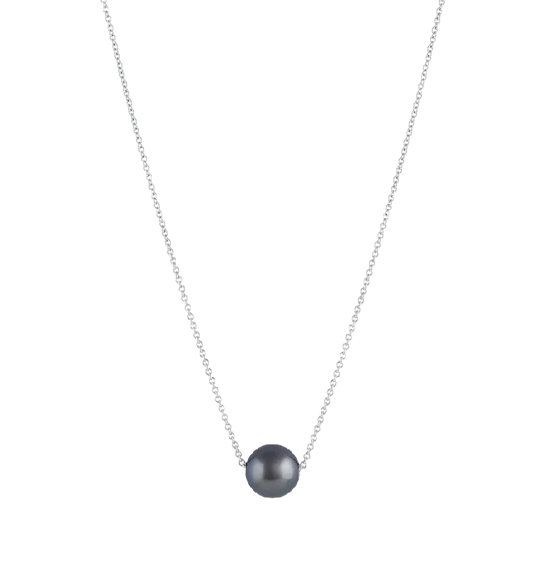 Best necklaces and pendants with butterfly wings for a delicate, graceful style-Sabel Collection White Gold Sliding Tahitian Pearl Necklace