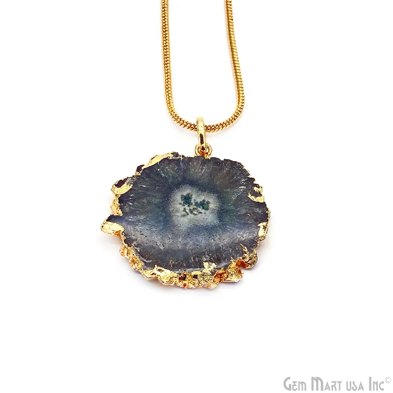 Layered necklaces and pendants for a trendy and fashionable stacked look-Smoky Stalactite Organic Shape 38x33mm Single Bail Gold Electroplated Pendant