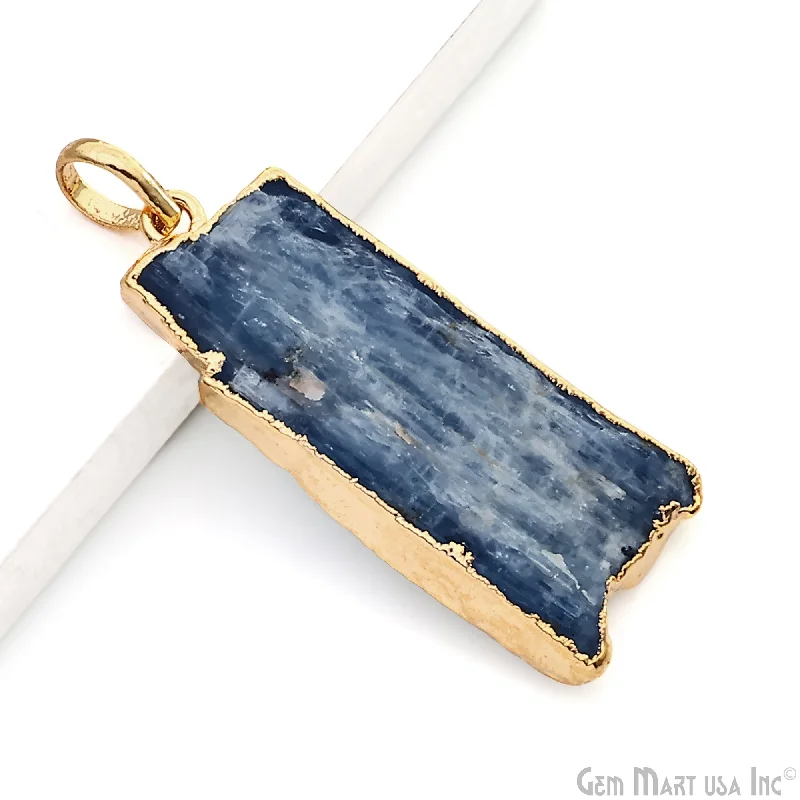 Necklaces and pendants with custom designs for a completely unique jewelry piece-Kyanite Free Form 37x16mm Gold Electroplated Gemstone Single Bail Pendant