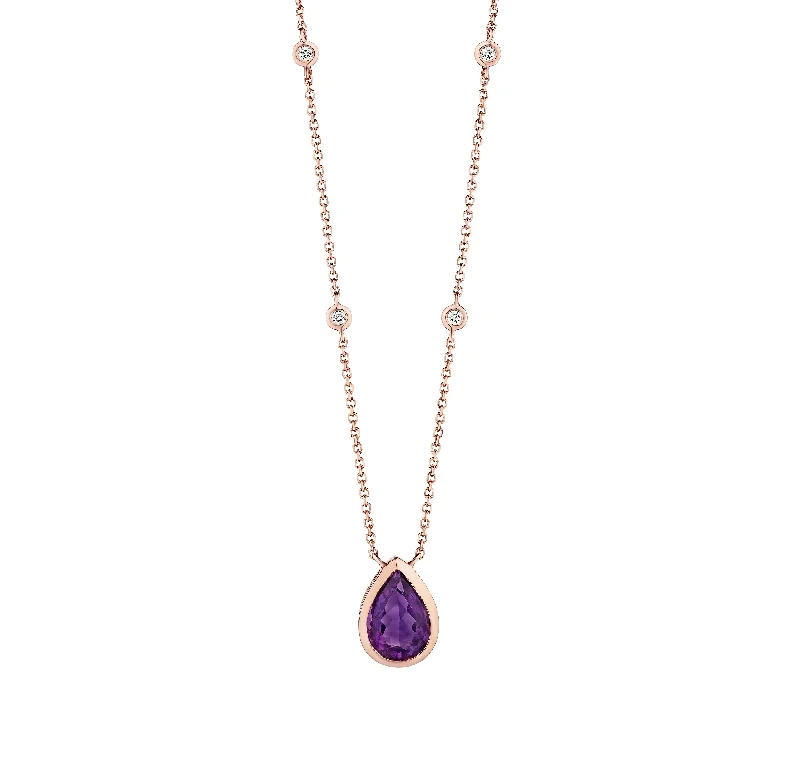 Necklaces and pendants with celestial starburst designs for a radiant look-Sabel Collection Rose Gold Amethyst and Diamond Necklace