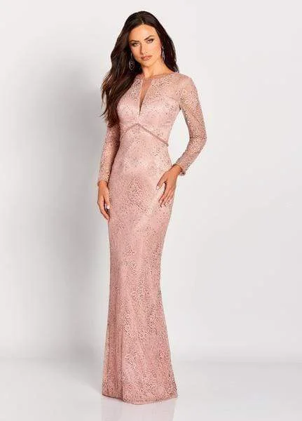 Plus size dresses with soft skirts feel light -Cameron Blake by Mon Cheri - Bead-Trimmed Allover Lace Gown 119652W - 1 pc English Rose In Size 18W Available