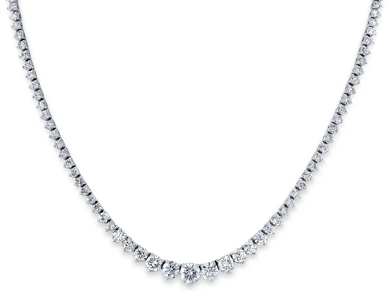 Best necklaces and pendants with matching rings for a coordinated jewelry set-Round Brilliant Diamond Necklace in 18K White Gold