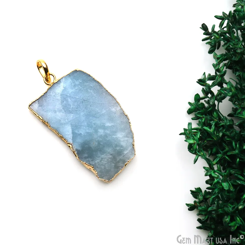 Best necklaces and pendants with oval pendants for a classic, elegant shape-Amazonite Free Form shape 45x26mm Gold Electroplated Gemstone Single Bail Pendant