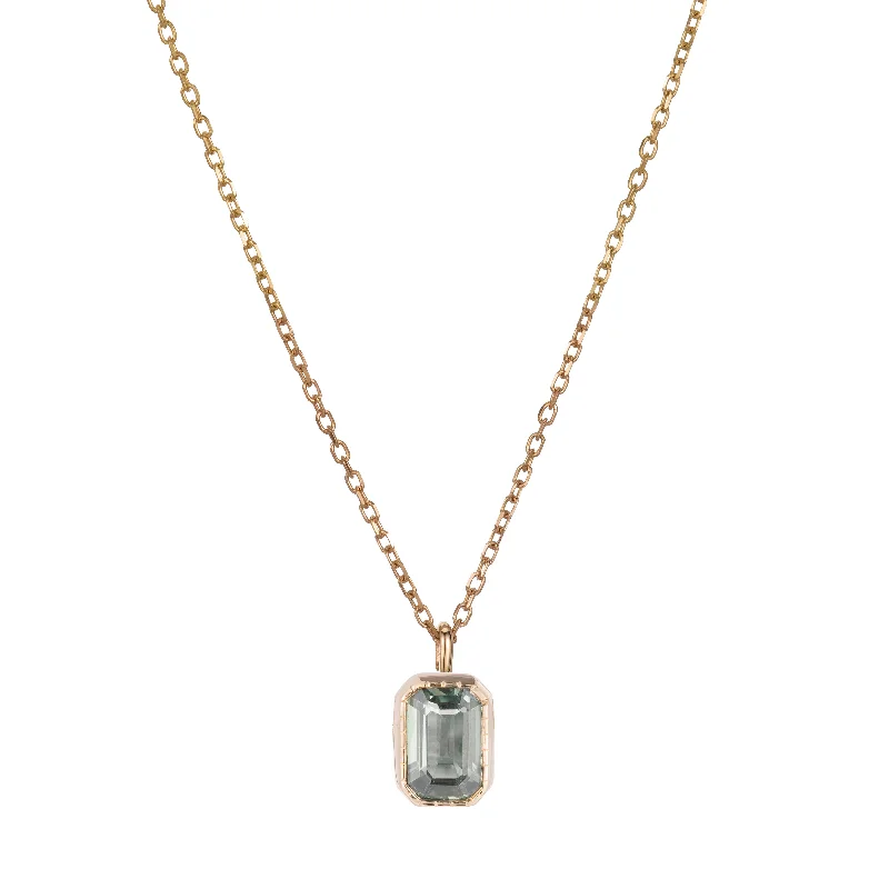 Personalized necklaces and pendants with initials for a customized and meaningful gift-Emerald Cut Green Sapphire Wisp Necklace