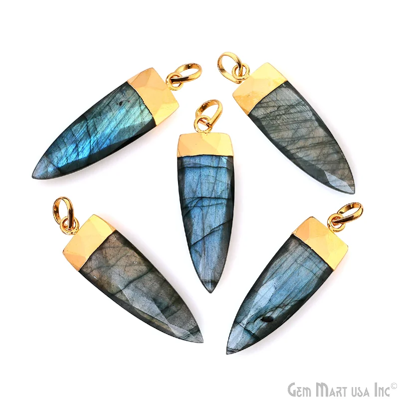 Best necklaces and pendants with rose gold for a warm and romantic appeal-Labradorite Triangle 40x12mm Gold Single Bail Pendant