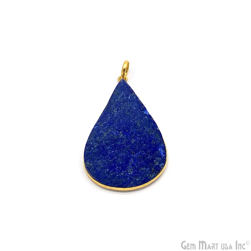 Beautiful necklaces and pendants with butterfly motifs for a whimsical style-Lapis Lazuli Pendant Pear Shape 48x34mm Single Bail Gold Plated Bezel Pendant