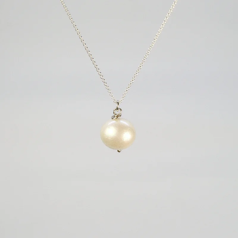 Best necklaces and pendants with silver chains for a sleek, timeless look-NEW! Large White Pearl Pendant by Rina Young