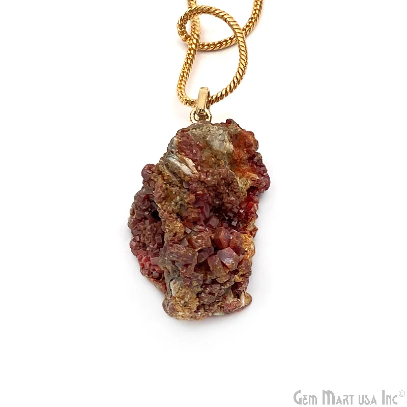 Best necklaces and pendants with emerald gemstones for a rich, sophisticated design-Vanadinite Rough Pendant Free Form Shape 40x27mm Single Gold Bail Pendant