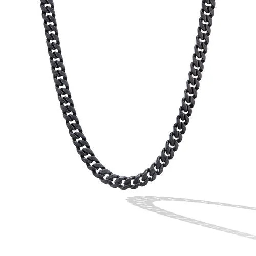 Beautiful necklaces and pendants with layered chains for a fashionable, chic look-Curb Chain Necklace in Black Titanium, 8mm