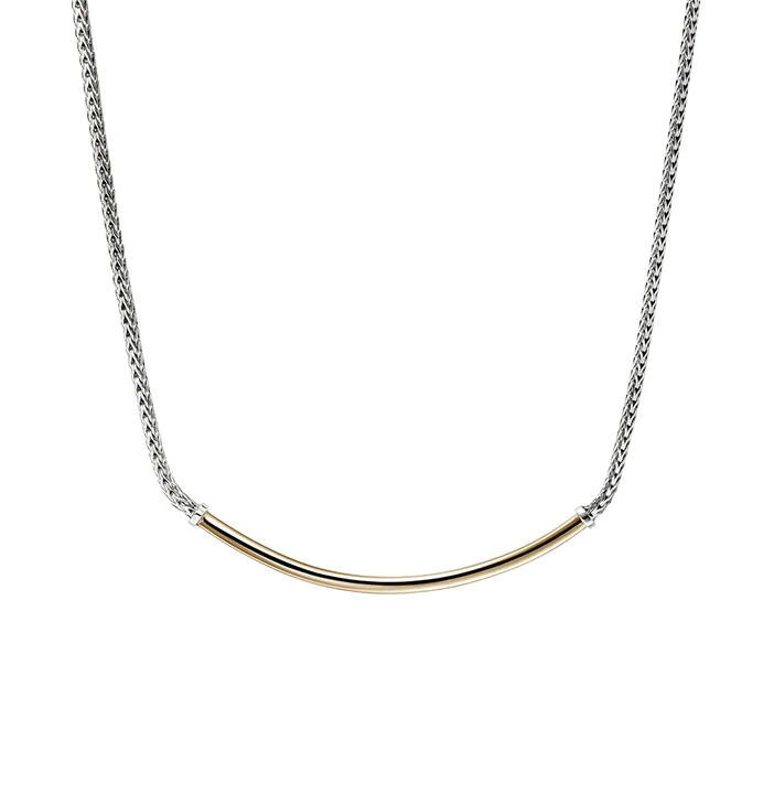 Beautiful necklaces and pendants with moon and star charms for a dreamy effect-John Hardy Essentials Mixed Metals Smiley Bar Necklace