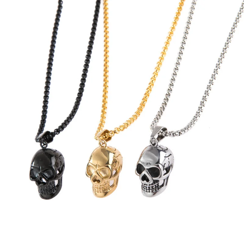 Necklaces and pendants with personalized charms for a custom piece of jewelry-Wholesale Punk Pendant Skull Men Alloy Necklace