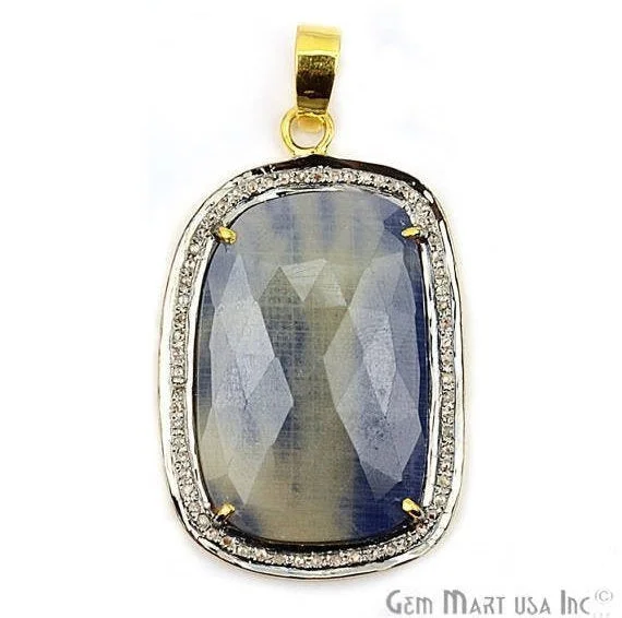 Best necklaces and pendants with gemstone clusters for a bold and colorful effect-Diamonds Wonder Sapphire 38x24mm Gold Vermeil Over Sterling Silver Pendant