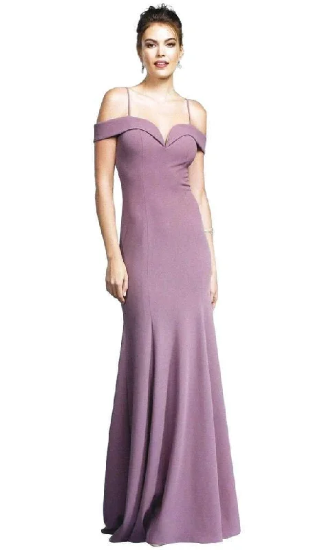 Plus size dresses with sleek silhouettes look sharp -Aspeed Design Fitted Off Shoulder Evening Gown D160