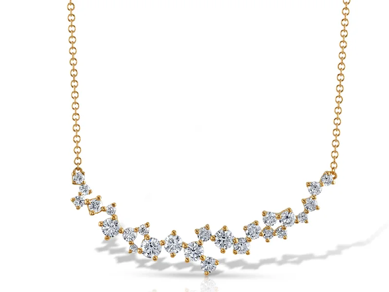 Best necklaces and pendants for weddings with matching designs for bride and groom-Brilliant Diamond Necklace in Yellow Gold